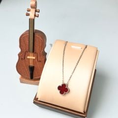  Bộ Trang Sức Cỏ 4 Lá May Mắn - Dây Chuyền, Vòng Tay & Bông Tai Màu Đỏ Pha Lê Trắng (AJ) 