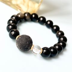  Vòng Đá Phong Thuỷ Cao Cấp - Quả Cầu Vũ Trụ Đá Obsidian & Đá Thạch Anh Trắng Tự Nhiên 