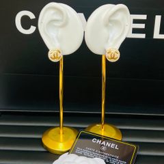  Bông Tai Chanel Bản To Màu Vàng Pha Lê Trắng (CJ) 