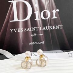  Bộ Trang Sức Dior Trắng - Vòng cổ Choker & Bông Tai Ngọc Trai, Pha Lê 2 Kiểu Đeo Quý Phái (AL) 