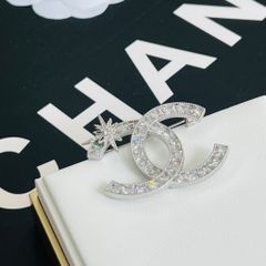  Cài Áo Nam, Nữ - Chanel & Ngôi Sao Màu Trắng Pha Lê (DA) 
