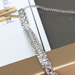  Vòng Tay Dây Rút Thanh Ngang Pha Lê Trắng (AE) 