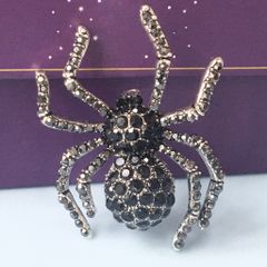  Cài Áo Nam - Con Nhện Màu Trắng Pha Lê Đen (AJ) 