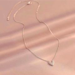  Bộ Trang Sức Bạc Cao Cấp - Dây Chuyền & Bông Tai Trái Tim Pha Lê Hồng (AF) 