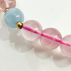  Vòng Đá Phong Thuỷ Cao Cấp - Hoa Hồng Thạch Anh Hồng & Đá Aquamarine Tự Nhiên 