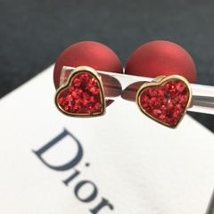  Bông Tai Dior Màu Vàng Pha Lê Đỏ (AD) - Có 3 Kiểu Đeo 