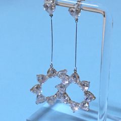  Bông Tai Tua Rua 9 Trái Tim Pha Lê Trắng (AL) 