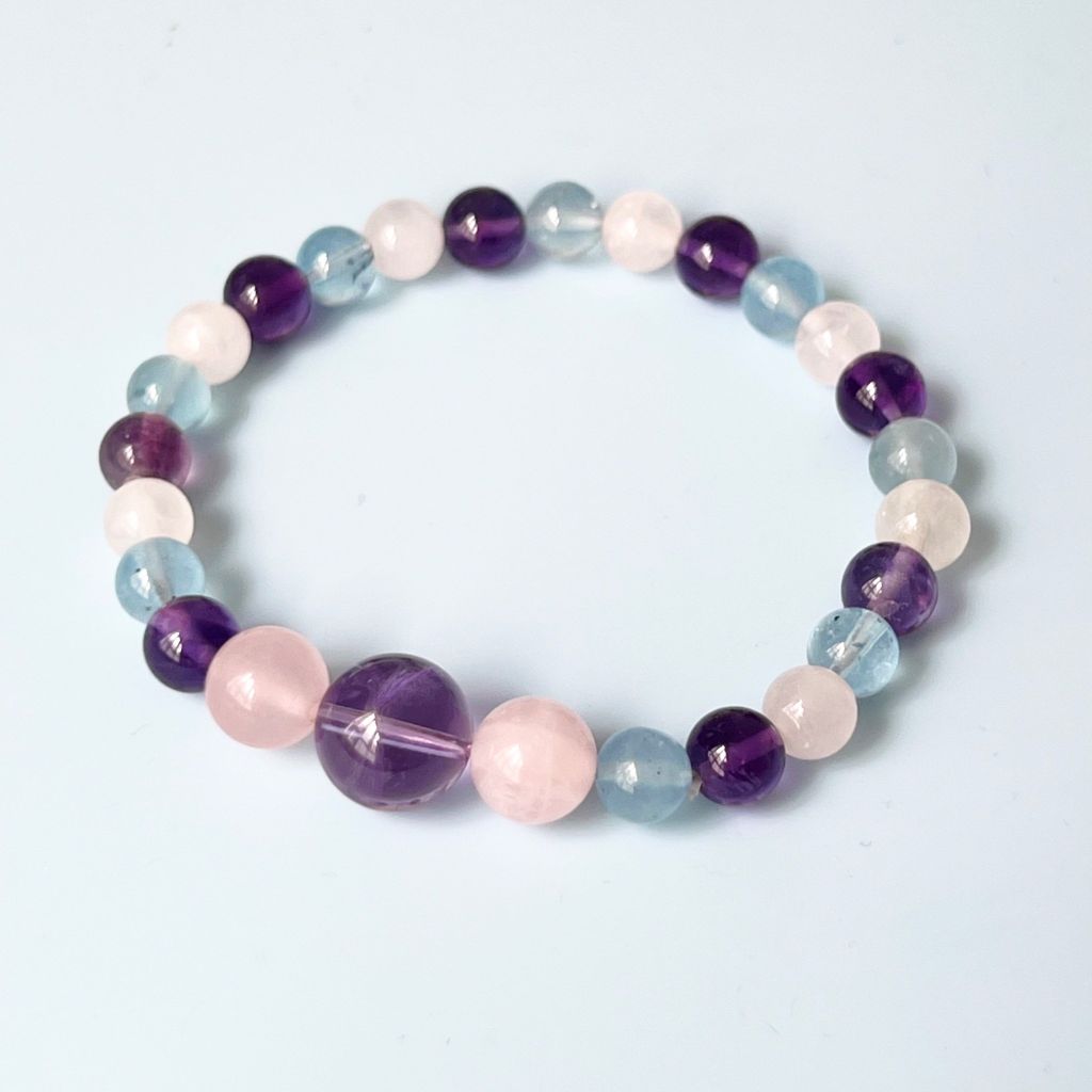  Vòng Đá Phong Thuỷ Cao Cấp - Đá Aquamarine, Đá Thạch Anh Tím, Hồng & Trắng 