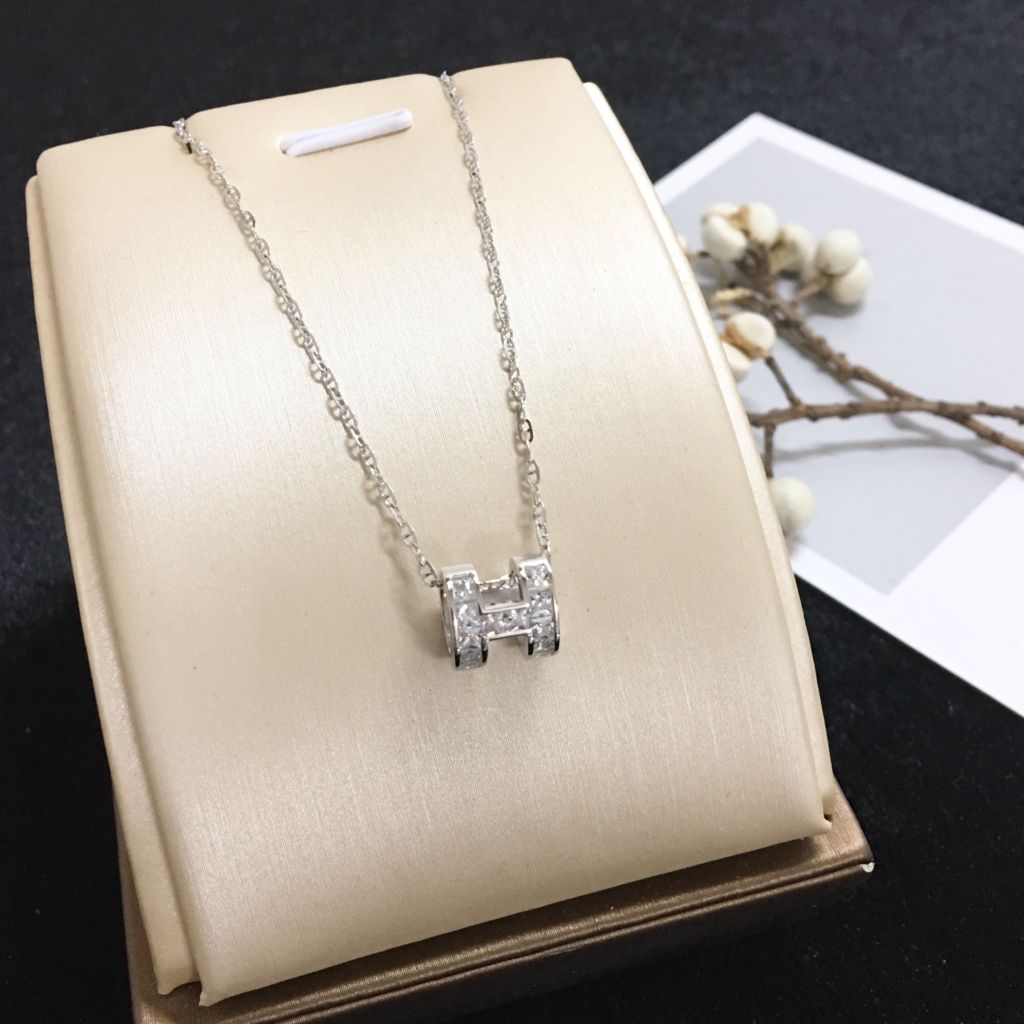  Dây Chuyền Bạc Cao Cấp - Hermes Pha Lê (AE) 