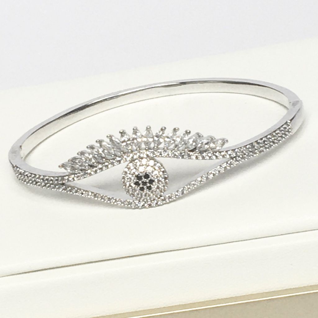  Vòng Tay Con Mắt Pha Lê Trắng Đen (AB) 