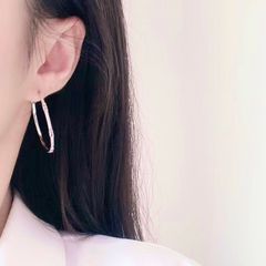  Bông Tai Khoen Tròn Màu Trắng Pha Lê Hồng & Trắng 