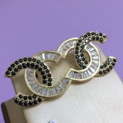  Bông Tai Chanel Bản To Màu Vàng Pha Lê Đen & Trắng Cá Tính (AI) 