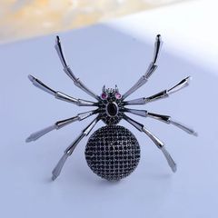  Cài Áo Nam - Con Nhện Màu Đen Pha Lê Đen & Đỏ (AG) 