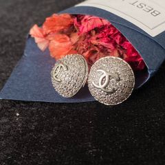  Bông Tai Chanel Màu Trắng Pha Lê (BZ) 