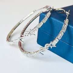  Bông Tai Khoen Tròn YSL Màu Trắng 4,3cm Pha Lê (BT) 