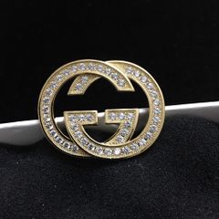  Cài Áo Nam, Nữ - Gucci Màu Vàng Pha Lê Trắng (AF) 