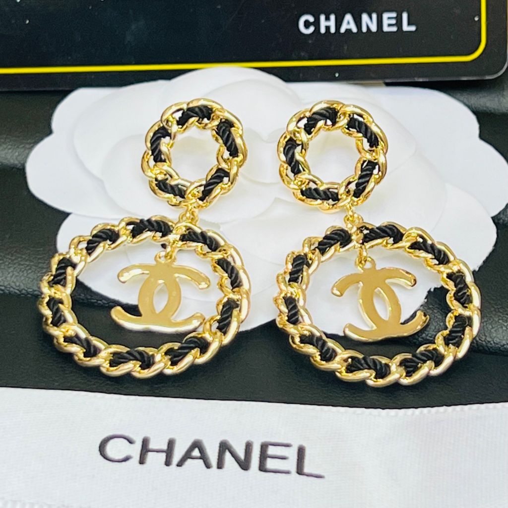  Bông Tai Chanel Bản To Màu Vàng Cá Tính (CM) 