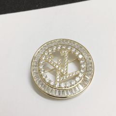  Cài Áo Nam, Nữ - LV Màu Vàng Pha Lê Trắng (AB) 