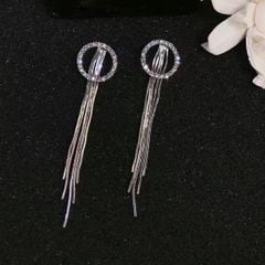  Bông Tai Vòng Tròn Tua Rua Pha Lê Trắng Tinh Tế (AK) 