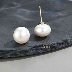  Bông Tai Bạc Cao Cấp - Ngọc Trai Nước Ngọt 12mm Sang Trọng 