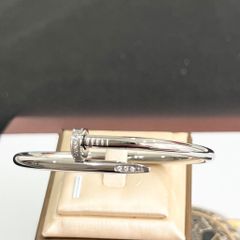  Vòng Tay Cặp Đôi Tình Yêu - Cartier Cây Đinh Màu Trắng Titan Cao Cấp Pha Lê (AO) 