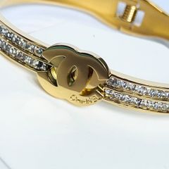  Vòng Tay TiTan Cao Cấp - Chanel Màu Vàng Pha Lê Trắng (AF) 