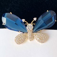  Cài Áo Con Bướm Pha Lê Xanh Bích & Trắng (AJ) 