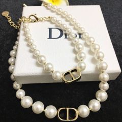  Bộ Trang Sức Dior Vàng - Vòng cổ Choker, Vòng Tay & Bông Tai Ngọc Trai Quý Phái (AE) 