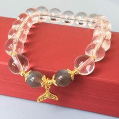  Vòng Đá Phong Thuỷ Cao Cấp - Đuôi Cá Pha Lê & Đá Thạch Anh Trắng, Đá Mặt Trăng Màu Xám Tự Nhiên 