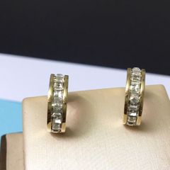  Bông Tai Nửa Vòng Tròn Vàng Pha Lê Trắng (AL) 