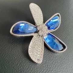  Cài Áo Cánh Hoa Pha Lê Xanh Bích 