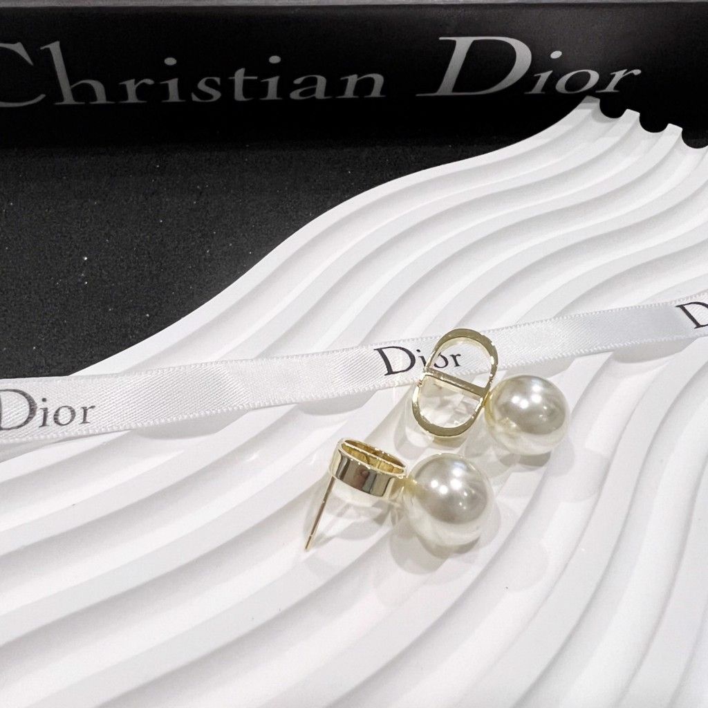  Bộ Trang Sức Dior Vàng - Vòng cổ Choker & Bông Tai Ngọc Trai, Pha Lê Quý Phái (AJ) 