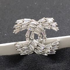  Cài Áo Nam, Nữ - Chanel Lưới Size Nhỏ Màu Trắng Pha Lê (AP) 