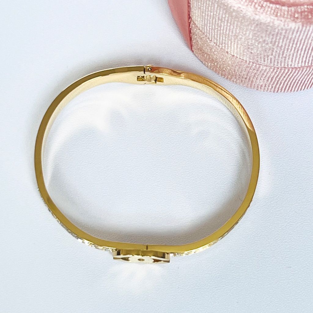  Vòng Tay TiTan Cao Cấp - Chanel Màu Vàng Pha Lê Trắng (AF) 