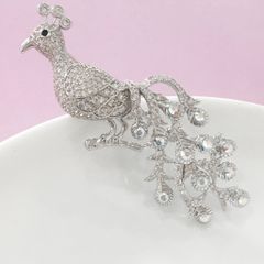  Cài Áo Con Phượng Hoàng Pha Lê Trắng Sang Trọng (AB) 