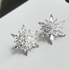  Bông Tai Hoa Hướng Dương Bản To Pha Lê Trắng Sang Trọng (BM) 