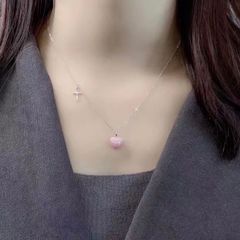  Dây Chuyền Bạc Cao Cấp - Thánh Giá & Trái Tim Pha Lê Hồng 