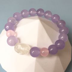  Vòng Đá Phong Thuỷ Cao Cấp - Con Thỏ May Mắn Đá Thạch Anh Trắng & Thạch Anh Tím Oải Hương, Thạch Anh Hồng Tự Nhiên 