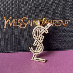  Cài Áo Nam, Nữ - YSL Màu Vàng Pha Lê Trắng (AE) 