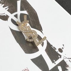  Cài Áo Nam, Nữ - YSL Màu Vàng Pha Lê Trắng (AM) 