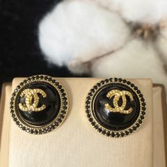  Bông Tai Chanel Màu Vàng Pha Lê Đen Sang Trọng (BX) 