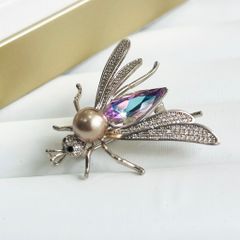  Cài Áo Nam, Nữ - Con Ong Gucci Pha Lê Tím Xà Cừ Xanh & Ngọc Trai 