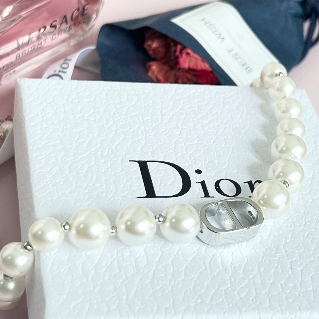  Vòng Cổ Choker Dior Ngọc Trai Màu Trắng Quý Phái 