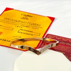  Vòng Tay TiTan Cao Cấp - Cartier Màu Vàng Hồng Pha Lê Trắng (AJ) 