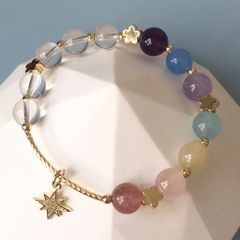  Vòng Đá Phong Thuỷ Cao Cấp - Đá Thạch Anh Tự Nhiên Cầu Vòng & Ngôi Sao May Mắn 