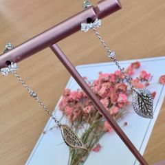  Bông Tai Tua Rua Chiếc Lá & Cái Nơ Pha Lê Trắng (AD) 