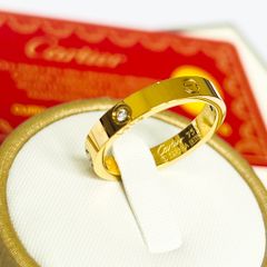  Nhẫn  Nam, Nữ Titan Cao Cấp - Cartier Màu Vàng Pha Lê (AI) 