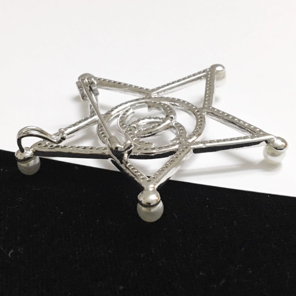  Cài Áo Nam, Nữ - Chanel Ngôi Sao Trắng Ngọc Trai & Pha Lê (BN) 