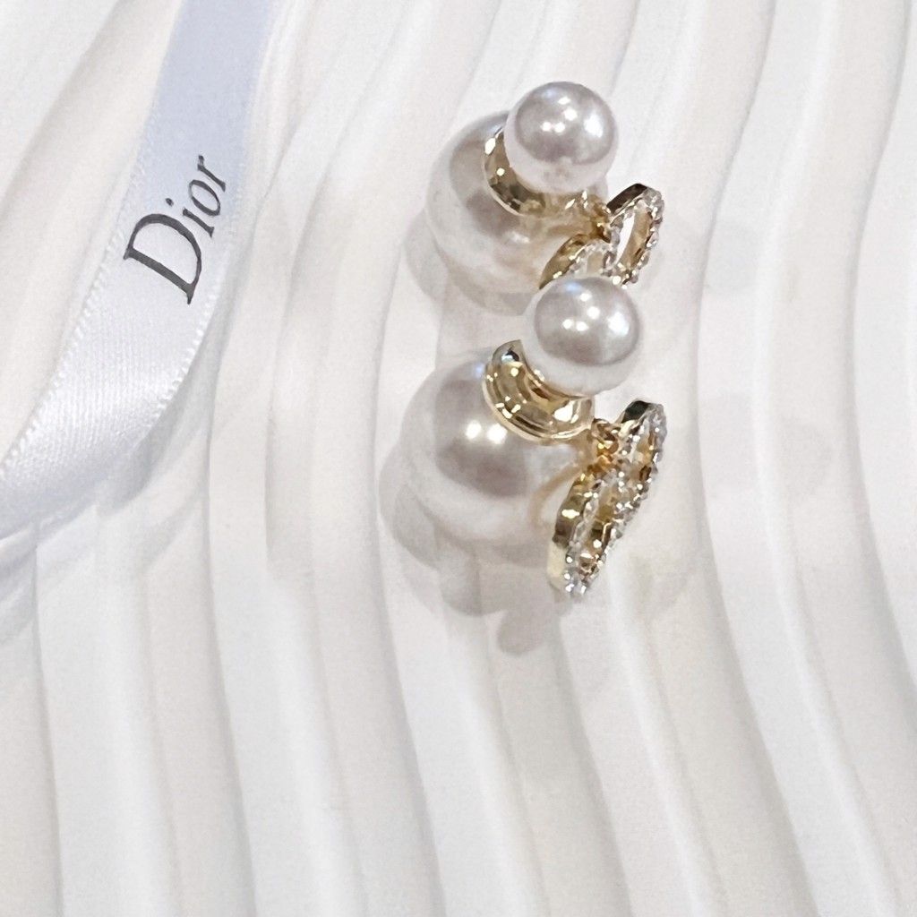  Bộ Trang Sức Dior Trắng - Vòng cổ Choker & Bông Tai Ngọc Trai, Pha Lê 2 Kiểu Đeo Quý Phái (AL) 