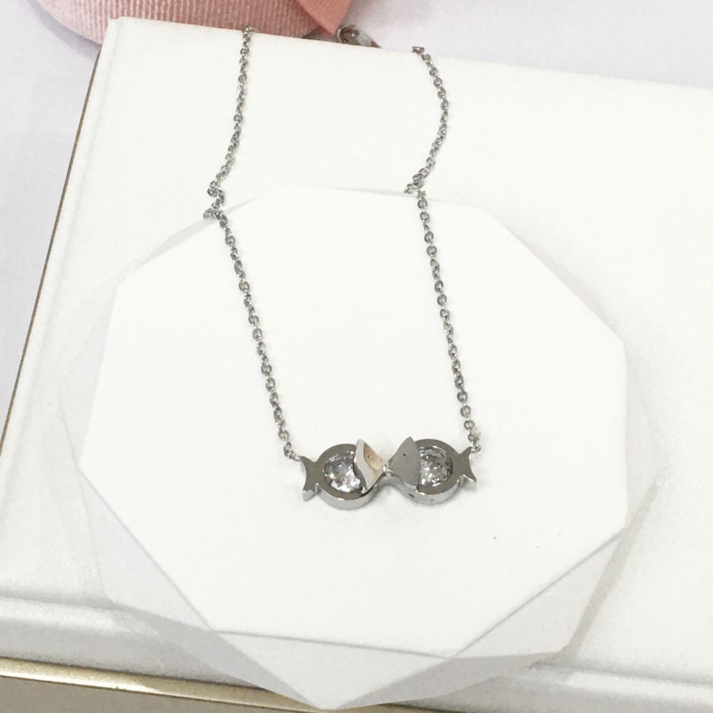  Dây Chuyền Titan Cao Cấp - Song Ngư Pha Lê Trắng 